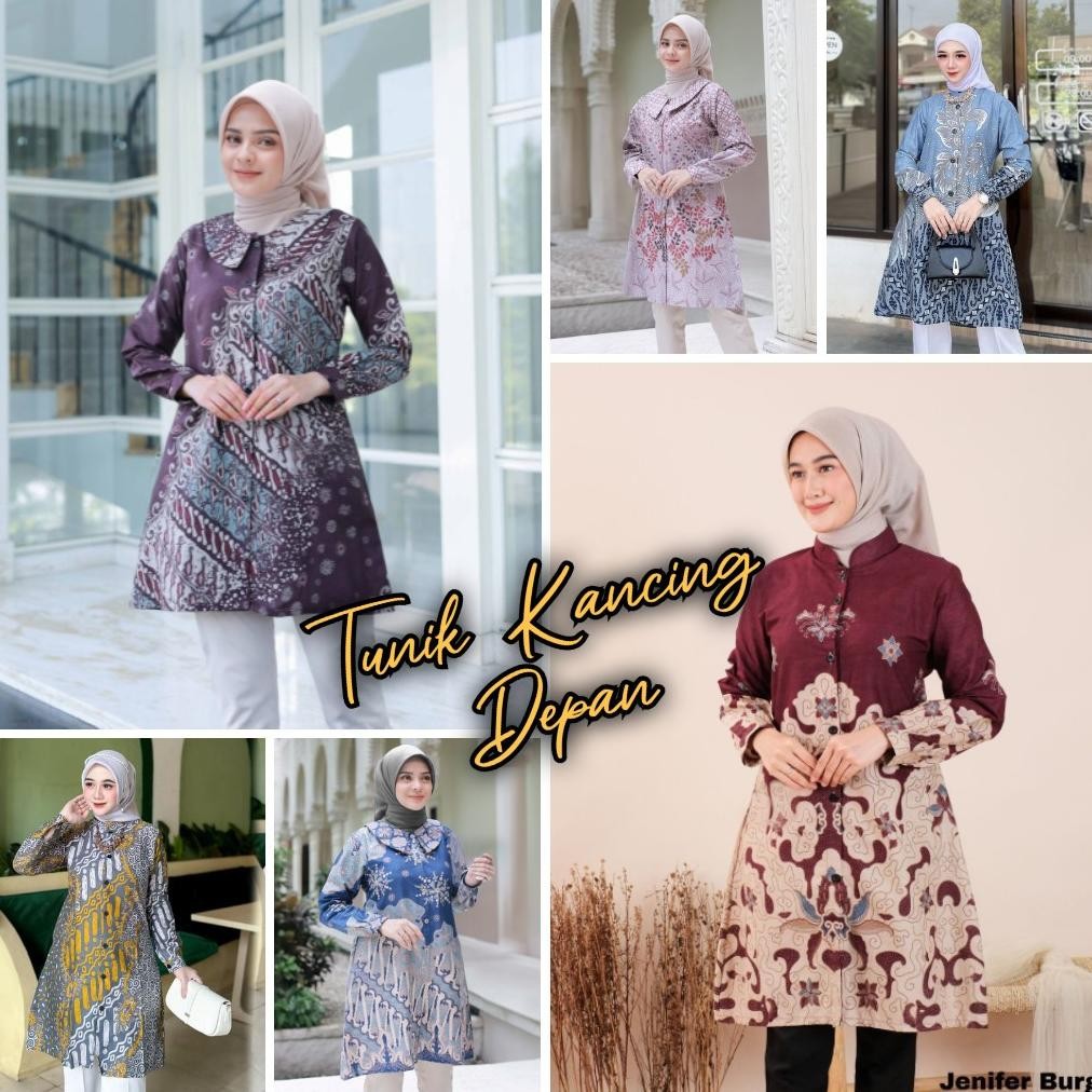 Baju Atasan Tunik Batik Wanita Terbaru Batik Kerja Wanita Batik Seragam Kerja Kantor Seragam Hajatan