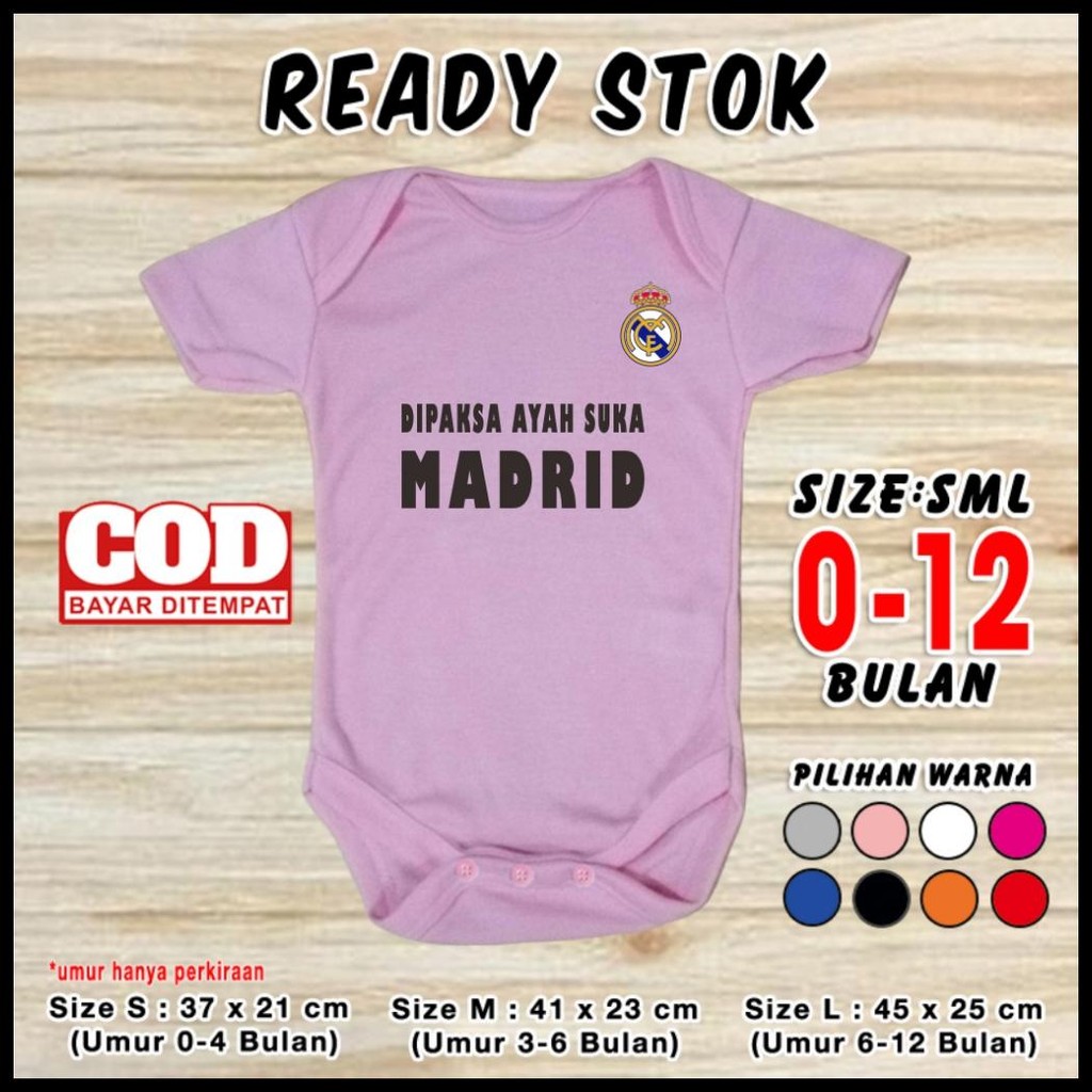 KAOS JUMPER BAJU BAYI BOLA REAL MADRID DIPAKSA AYAH SET JAMPER JERSEY ROMPER PAKAIAN KADO LAKI LAKI 