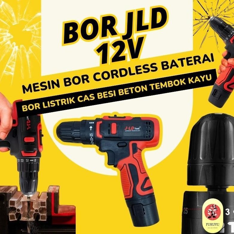 NEW Mesin Bor Obeng Tangan Portable Portabel Baterai USB Rechargeable Cordless JLD Drill Screwdriver
