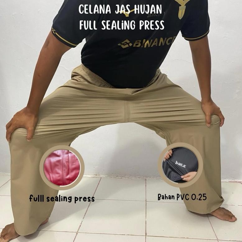 Celana Jas Hujan PVC Tebal WEJE Full sealing press