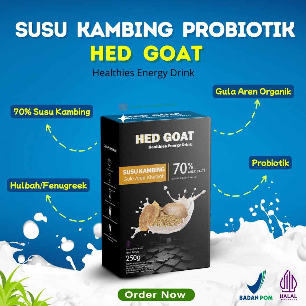 

Hed Goat Exclusive - Susu Kambing Premium + Probiotik, Atasi Nyeri Sendi Asam Urat Maag - 250 Gram nUg