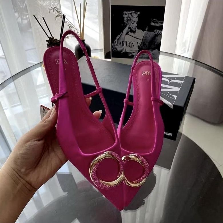 Sandal ZARA Slingback Satin Flat Shoes