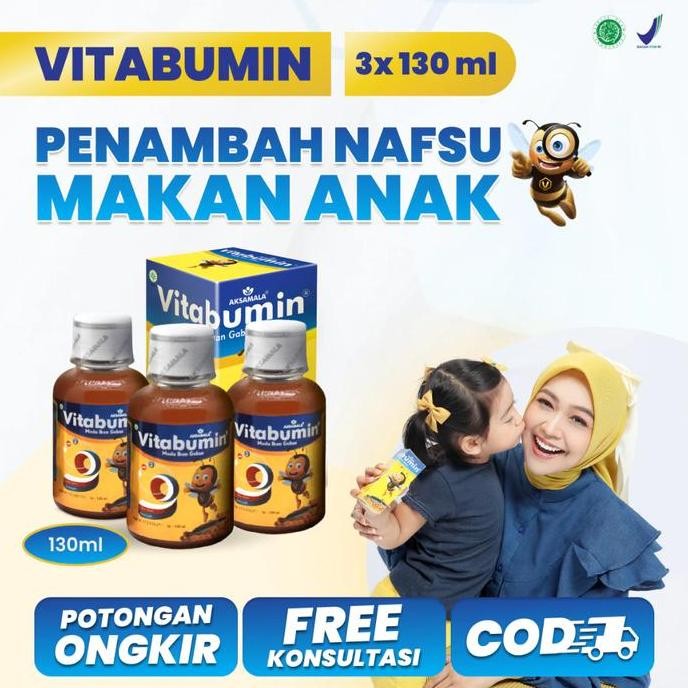

Terlaris Paket 3 Botol Vitabumin 130Ml Original Vitamin Madu Ikan Gabus Penambah Nafsu Makan Anak