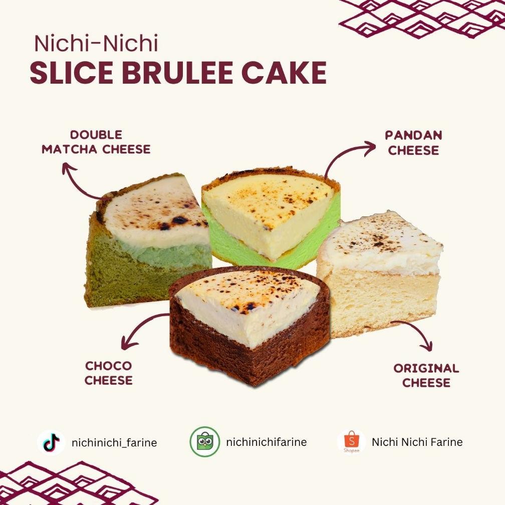 

Slice Brulee Cake - Original Choco Pandan Matcha slice cake nichinichibyfarine kue surabaya enak nUg