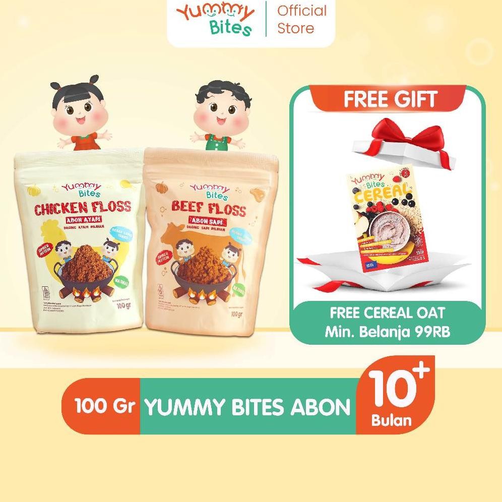 

Yummy Bites Abon Mpasi & Anak 100 GR [Abon Ayam, Abon Sapi] - BB Booster - NO MSG AST nUg