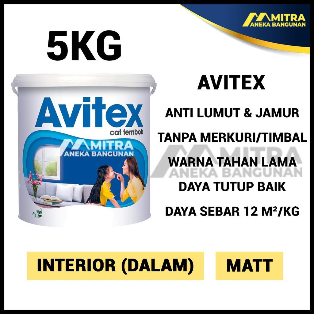 CAT TEMBOK AVITEX INTERIOR 5 KG / AVIAN N12 SAGE GREEN