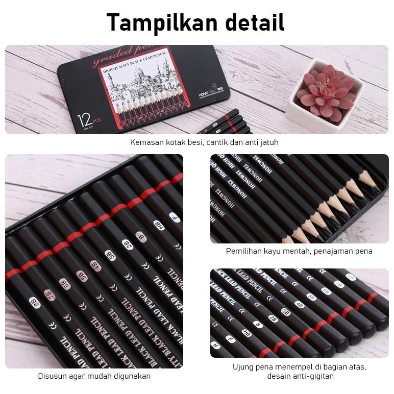 

RB Pensil Drawing Bahan Charcoal Pensil Sketsa 1 Set 2h - 8b Pensil Khusus Sketsa Set Lengkap 12 Pcs