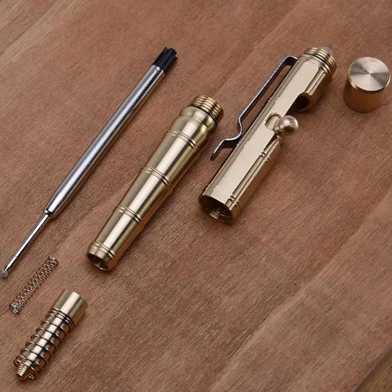 

Handmade Brass Gel Pen Retro Bamboo Node Bolt Type Pen Bolt Pen Smooth Writing Gel Ink Pens Metallic Edc Pen W3Jd