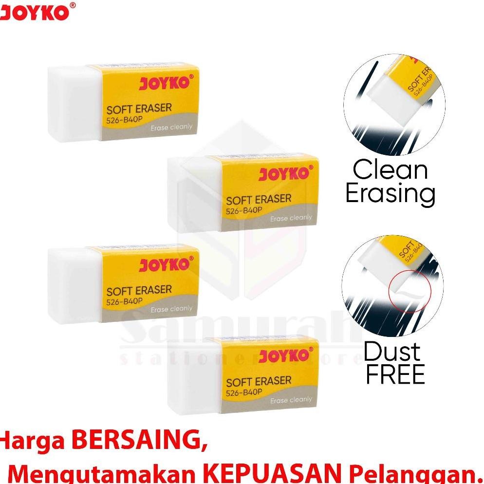 

RB Penghapus Pensil Joyko B 40 Kecil isi 40 Pcs / Eraser B40 BL Hitam / Stip Pencil B40 P Putih Hitam ( 1 Pak )