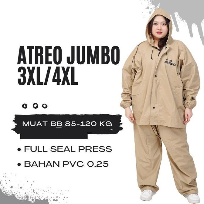 Jas Hujan Mantol Rain Coat Jumbo Atreo Unisex Pria Wanita Xxxl Xxxxl