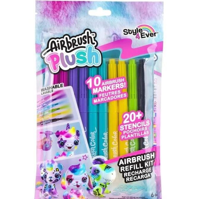 

Mainan Kreatif Anak Airbrush Refill Kit 10 Pens Warna & 2 Stencils