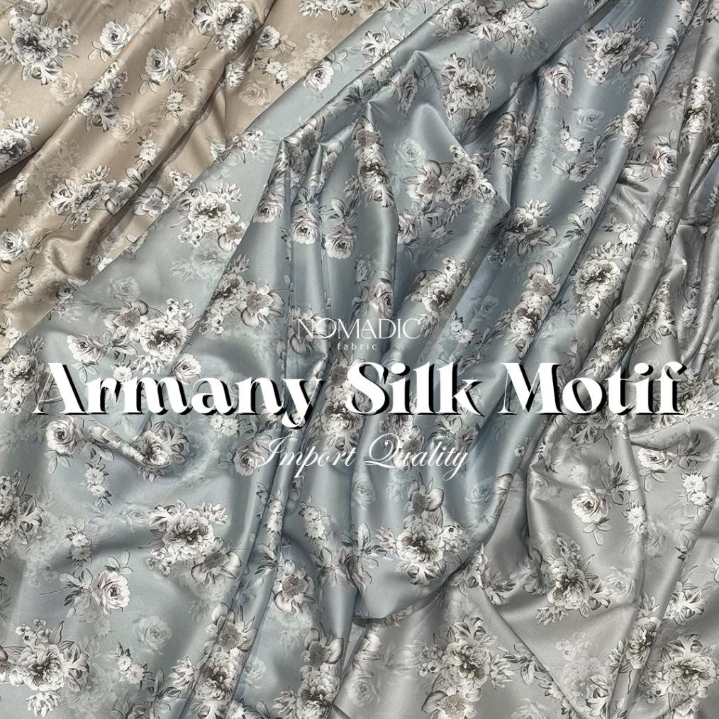 SY Meter Kain Armani Silk Motif (HIGH QUALITY) || Bahan Gamis Motif || Satin Silk Bunga