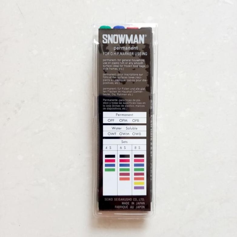 

RB [ SET 4 WARNA MURAH ] Spidol Snowman OHP Permanent Marker OPF FINE NIB / OPM MEDIUM NIB