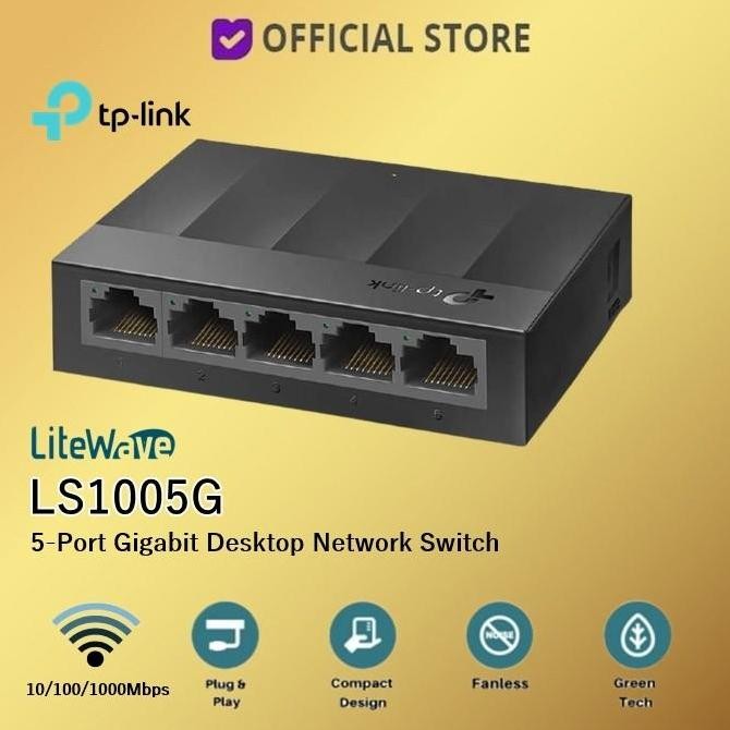 Produk Baru TPLink 5 Port LS1005G Gigabit Tp-link Desktop Switch Hub LS1005 G TP Link Plastic