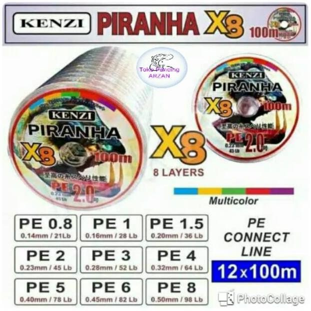 Ok75 H-4 Pe Kenzi Piranha X8 Multicolor 100M Berkualitas