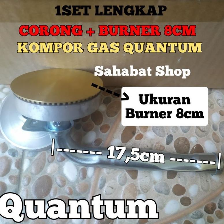 CEROBONG + BURNER KUNINGAN KOMPOR GAS QUANTUM  PIPA L TUNGKU BURNER 8CM FULLSET