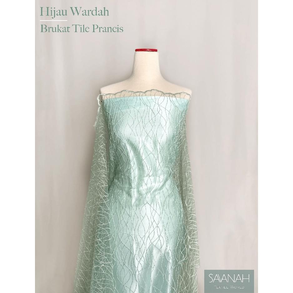 SY 1/2 Meter Bahan Kain Brokat / Brukat Warna Hijau Wardah