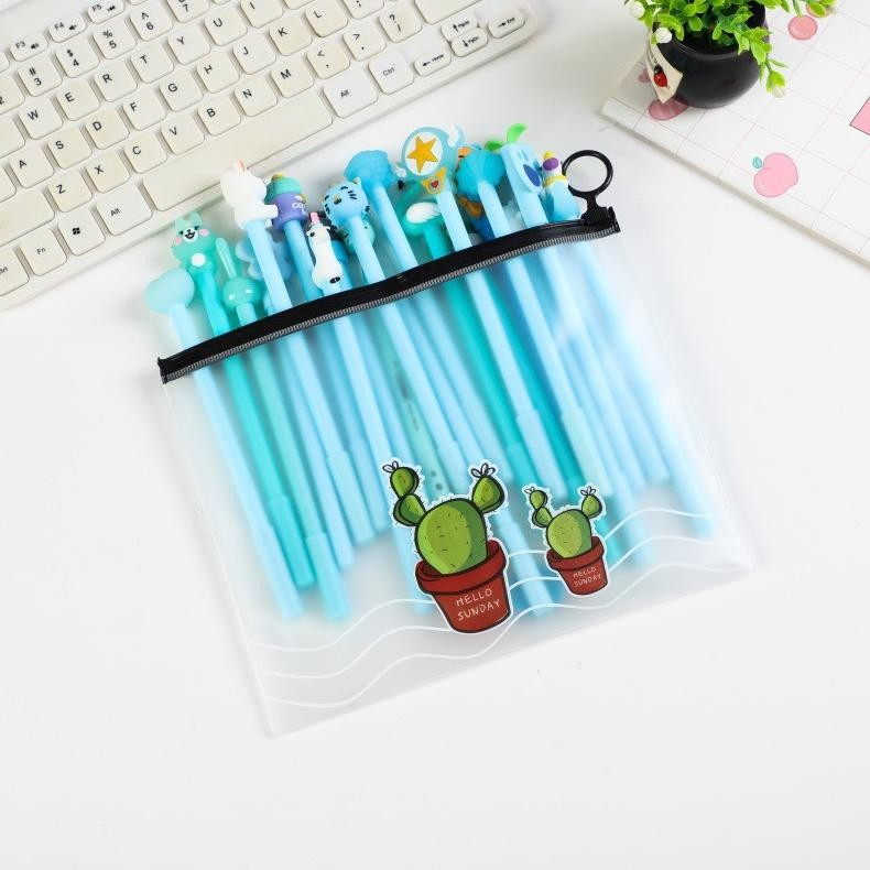 

Df-7 Hl0078 Pena Karakter Set Pouch Isi 20 Pcs Tempat Pensil Transparan Zipper Bag