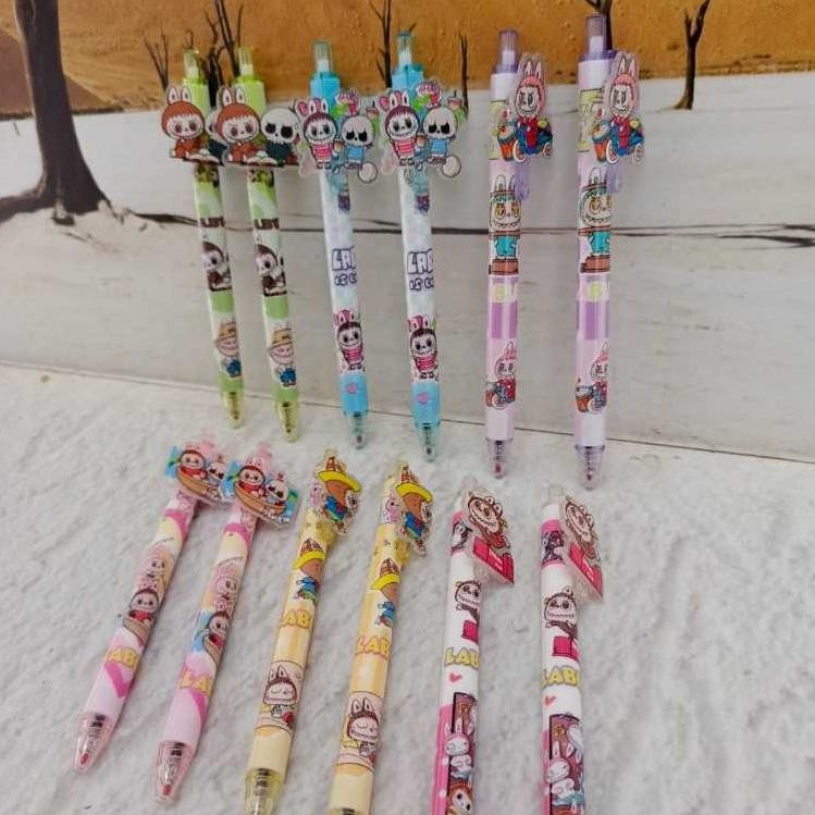 

''Terlaris" (12 Pc) Pen Gel Cetek Klik Sanrio Kuromi Melody Hellokitty Pena Ballpen Lotso Labubu Murah