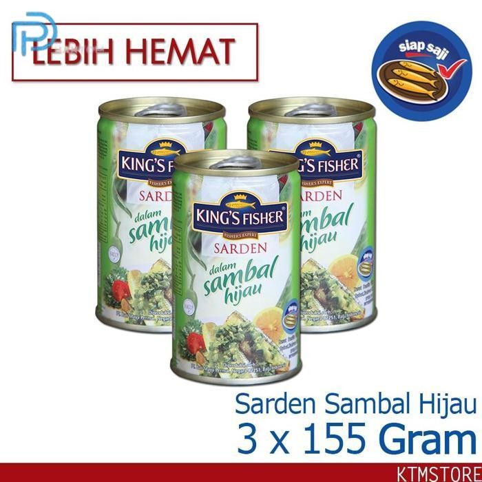 

BARU KTMSTORE PAKET 3 PCS KING'S FISHER SARDEN MINI SAMBAL HIJAU MAKANAN KALENG 155G KINGS FISHER