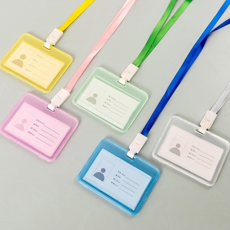 

Zbh Name Tag Id Card Transparant Gantungan Kartu Nama Plastik Vertical Lanyard Potrait Motif Polos Warna Warni Tanda Pengenal Bening Horizontal