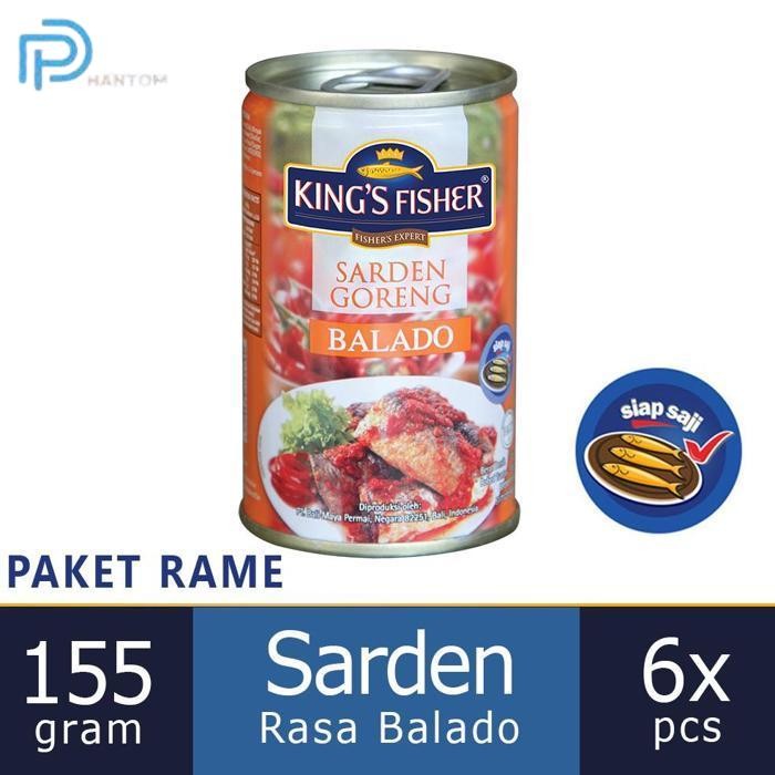 

BARU KTMSTORE PAKET 6 PCS KINGS FISHER SARDEN GORENG MINI RASA SAUS BALADO MAKANAN KALENG 155G KINGS FISHER