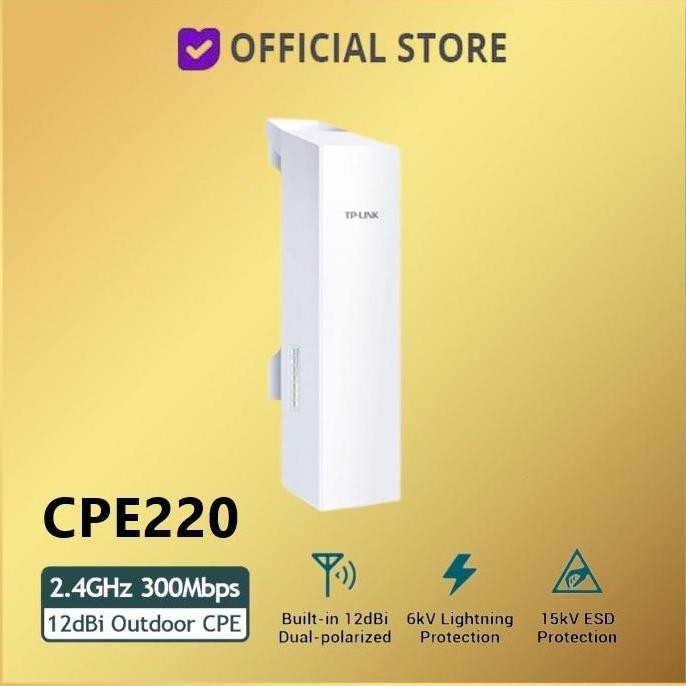 Produk Baru TP-LINK CPE220 2.4GHz 300Mbps 12dBi Outdoor CPE 220 Repeater Router
