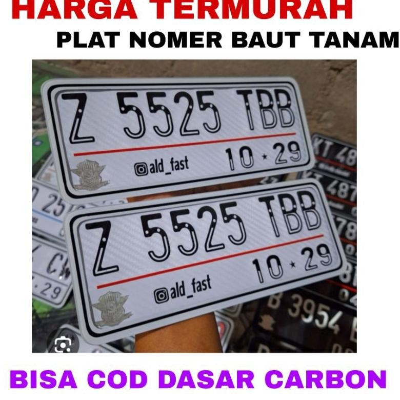 plat nomor motor aklirik custom carbon baut tanam kecil