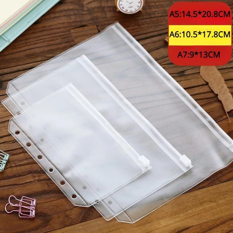 

A5 A6 A7 6-Hole Transparent Frosted Pvc Fill Zipper Bag For Loose-Leaf Notebook Coil Book Notepad Scrapbook Replace Inner Page