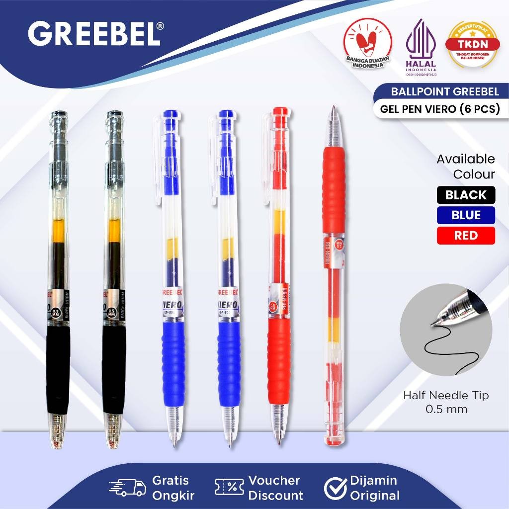 

GREEBEL PULPEN GEL / Gel Pen GP- 504 Viero 0.5 (6PCS/SET) Ballpen Gel Ballpoint Bolpen Bolpoin Pena Gel