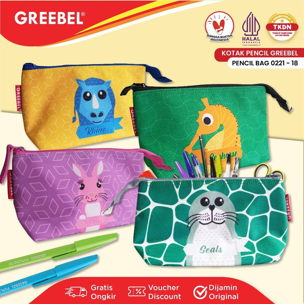 

GREEBEL Kotak Pensil Puch Lucu / Tempat Pensil (POUCH 0221- 18) / Pencil Case / Pensil Bag Anak Sekolah