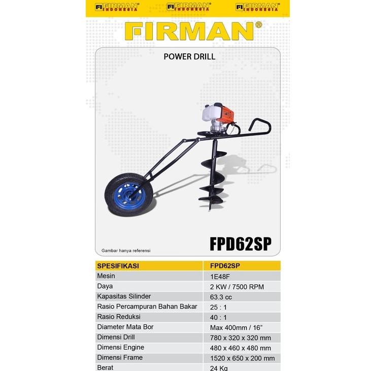 READY STOK Mesin Bor Tanah Dorong Roda FIRMAN FPD62SP / Earth Auger Drill FPD 62SP - Mesin Bor Pengg