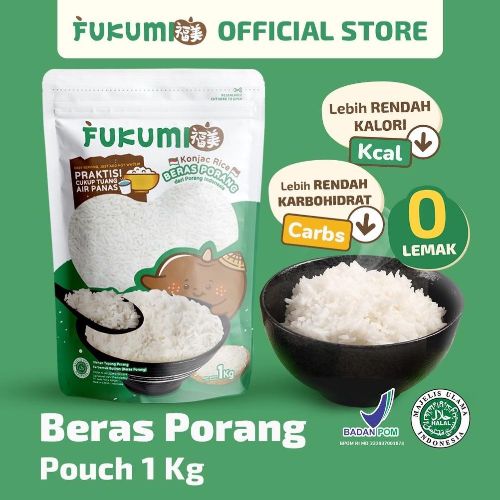 

FUKUMI BERAS PORANG POUCH 1KG - Fukumi Shirataki Beras Konjac Rice Diet Pouch 1 Kg