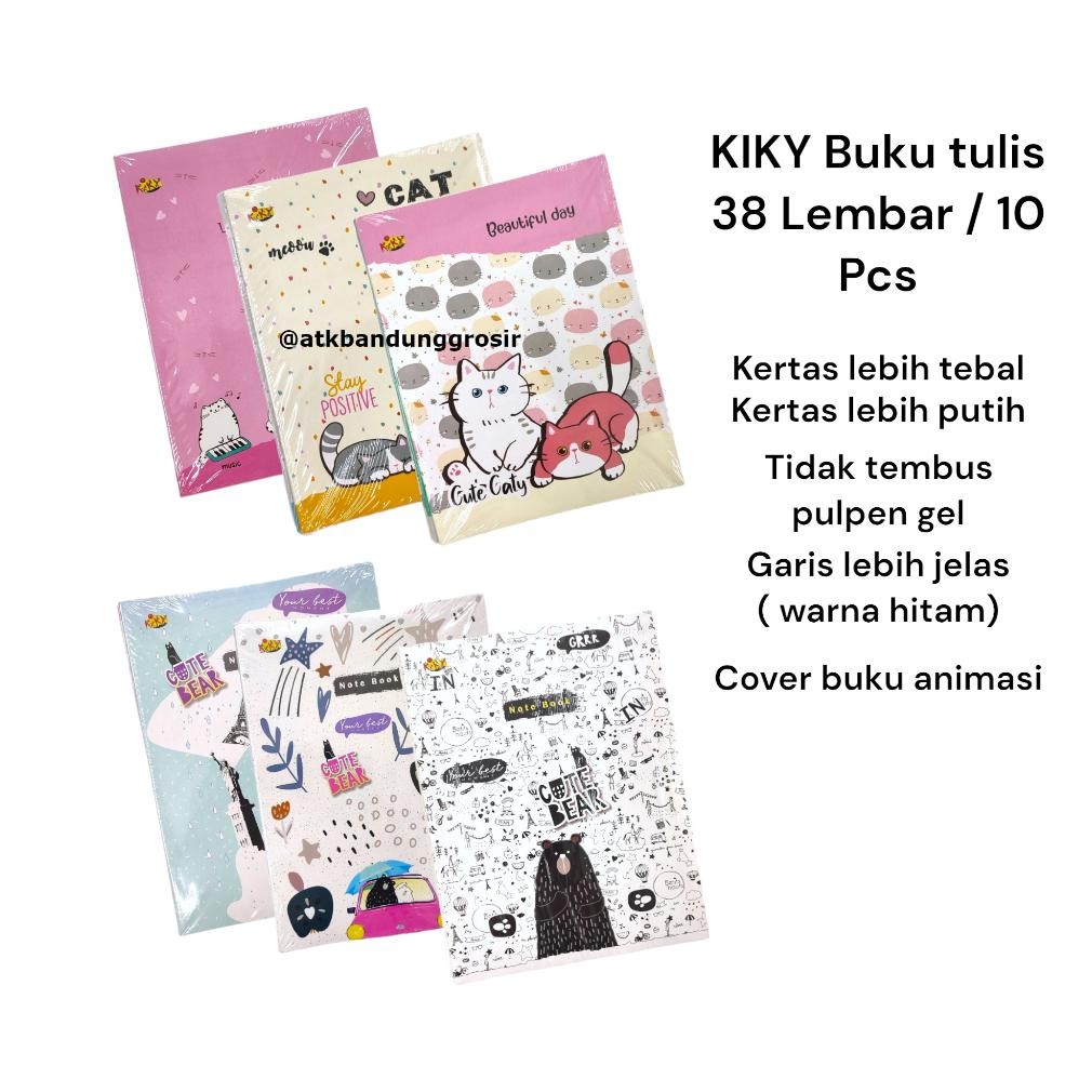 

READY STOCK Buku Tulis KIKY 38 Lembar Polos Garis Kwarto Random Cover - 1 pak ( 10 pcs )