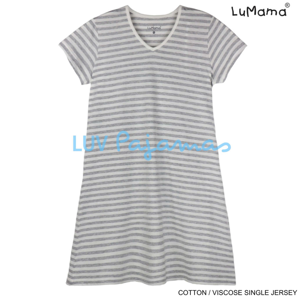 LuMama Dress Midi Daster Baju Tidur Pakaian Wanita Motif Garis / LM0251 Group 39