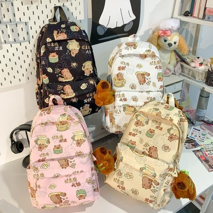 

READY STOK Mismi Akira Bag Tas Ransel Wanita Korean Style Cute Capybara School Backpack Perempuan Stylish - 45A Siap kirim