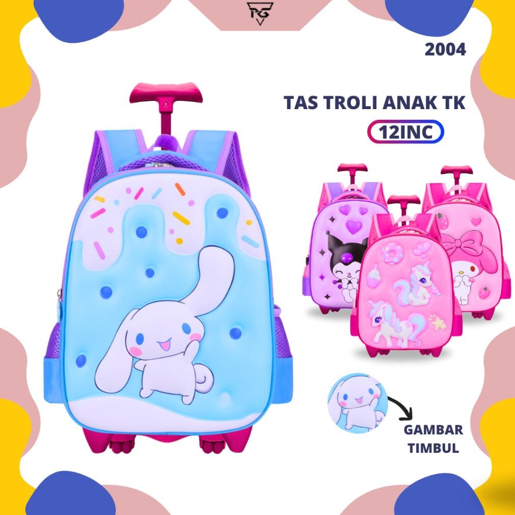 

TERLARIS Troli Sekolah Anak Perempuan Paud High Quality Gambar 3D Karakter Sanrio Tas Koper Anak RPG 2004 Siap kirim