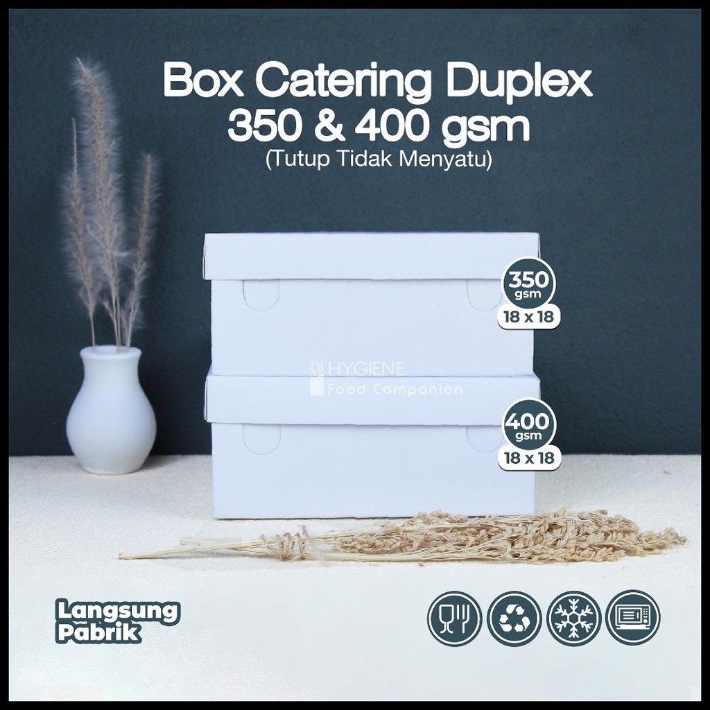 CATERING BOX DUPLEX 18 X 18 / KOTAK MAKAN KERTAS PUTIH UK.18