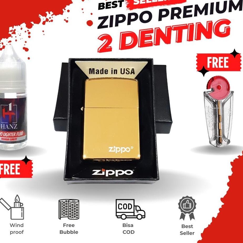 KOREK API ZIPPO 2 DENTING KILAT PREMIUM - BONUS MINYAK - SIAP PAKAI