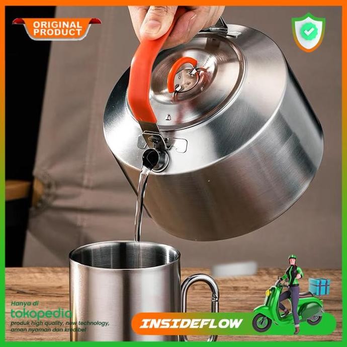 Teko Camping Kettle Piknik Alat Masak Air Travel Outdoor Teapot Stainless Steel Portable