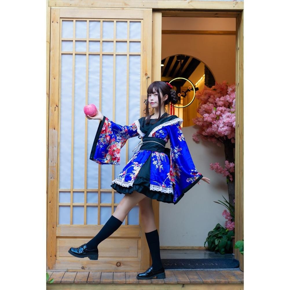 Ready Lolxgoth Black Sailor Yukata Kimono Lolita Waloli Cosplay Costume Kostum