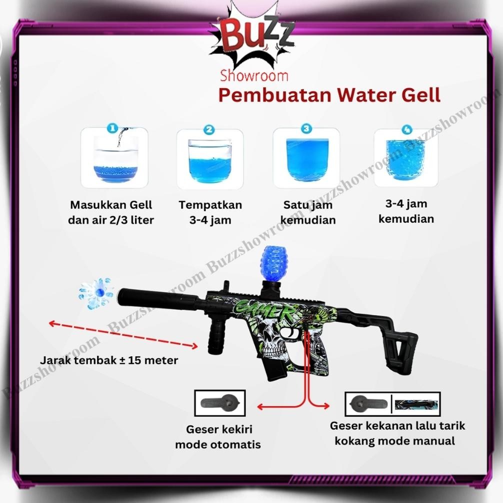 Aman Tembakan Anak Wgg Kriss Vector Water Gel Blaster Mainan Submachine Gun Watergel