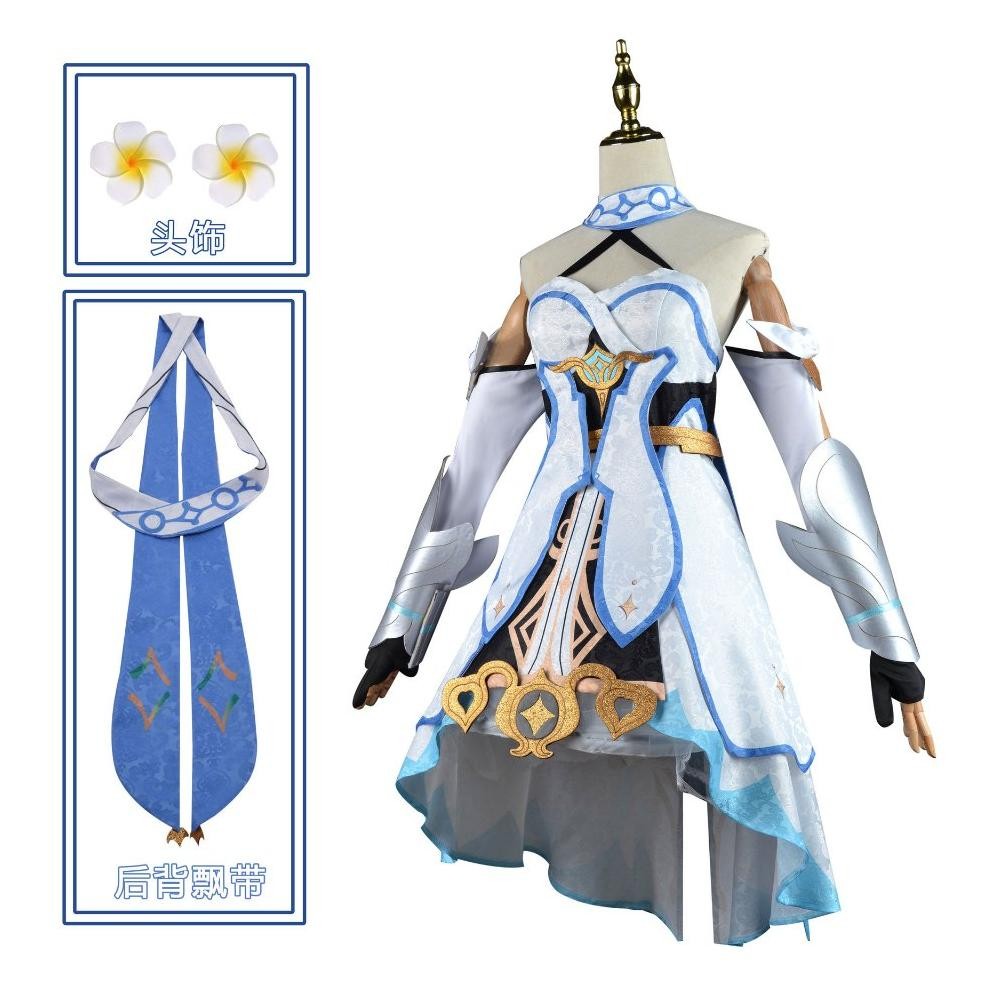 Ready Koimono Lumine Traveler Genshin Impact Mc Female Default Cosplay Set Include Wig + Shoes / Set