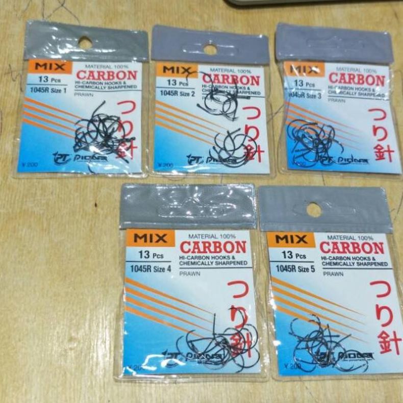 Termurah Mata Kail Pancing Mix Carbon Udang 1045 R (Lubang) 1045 F (Tanpa Lubang) Kailp000443