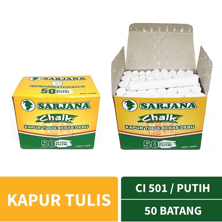 

Hemat Kapur/Kapur Papan Tulis/Kapur Tulis Warna Putih Sarjana - 1 Kotak Isi 50 Batang Paling Laris