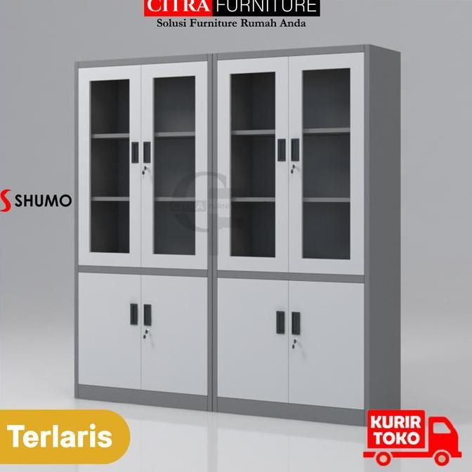 

PROMO SHUMO Lemari Arsip Besi 4 Pintu Swing Besi Kaca Grey Berlin Series