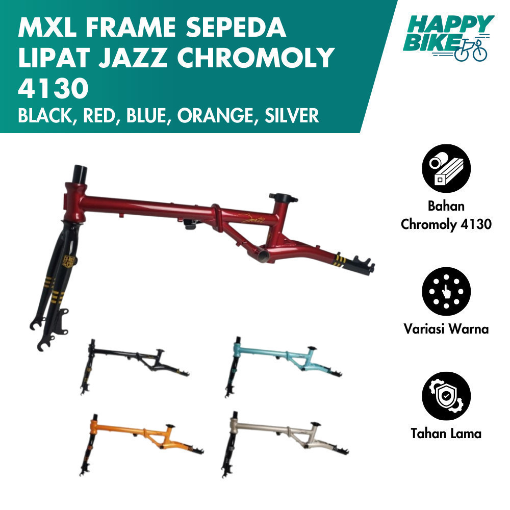 MXL Frame Rangka Sepeda Lipat Jazz - Folding Bike Hybrid Bahan Chromoly 16" Discbrake