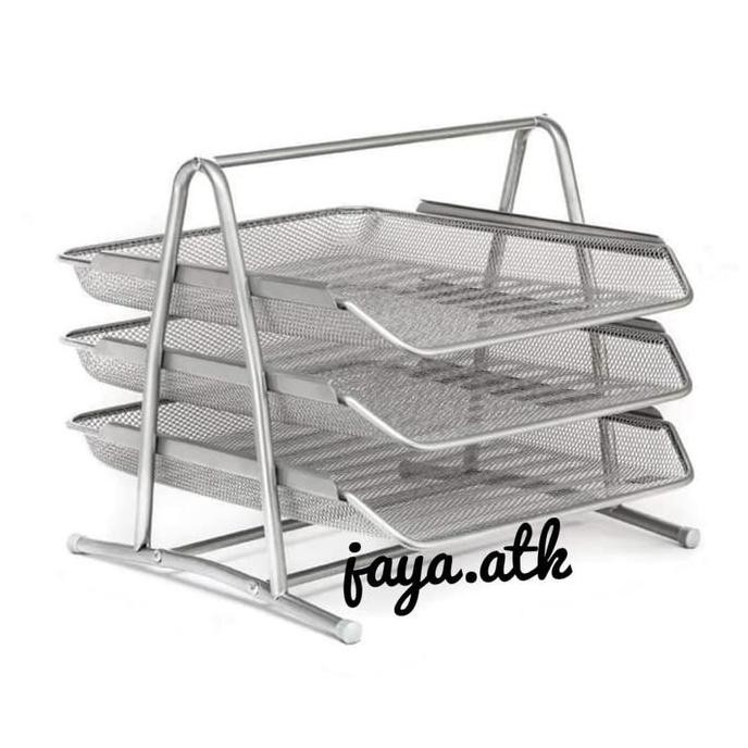 

MURAH ELEVATED TRAY RAK DOKUMEN KERTAS 3 SUSUN LETTER TRAY PAPER TRAY SILVER