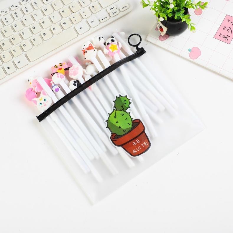 

Berkualitas Hl0078 Pena Karakter Set Pouch Isi 20 Pcs Tempat Pensil Transparan Zipper Bag
