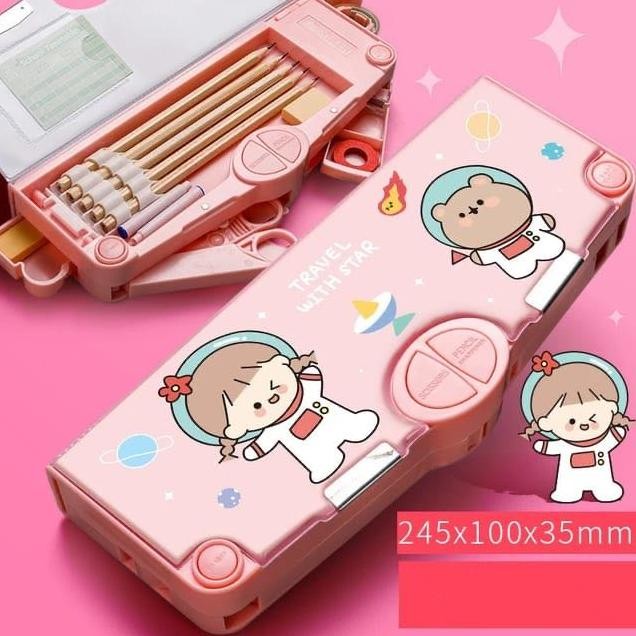 

Kenyamanan Kotak Pensil Mekanik Serbaguna Anak Sekolah Mekanik Multifungsi Fullset Penggaris Gunting Original